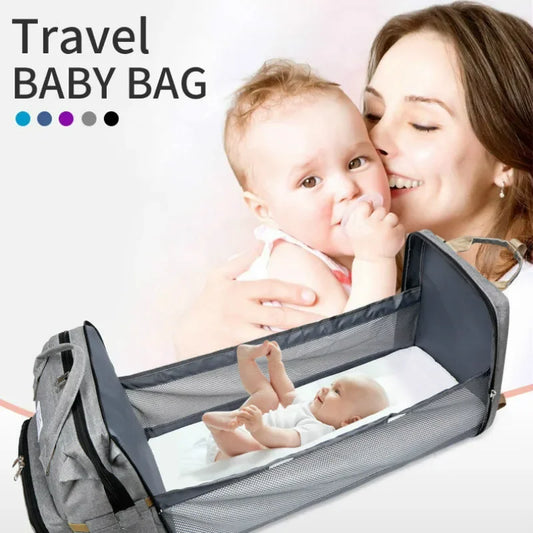 Sleepytime Bliss Diaper Baby Bags with Built-In Beds for On-the-Go Comfort